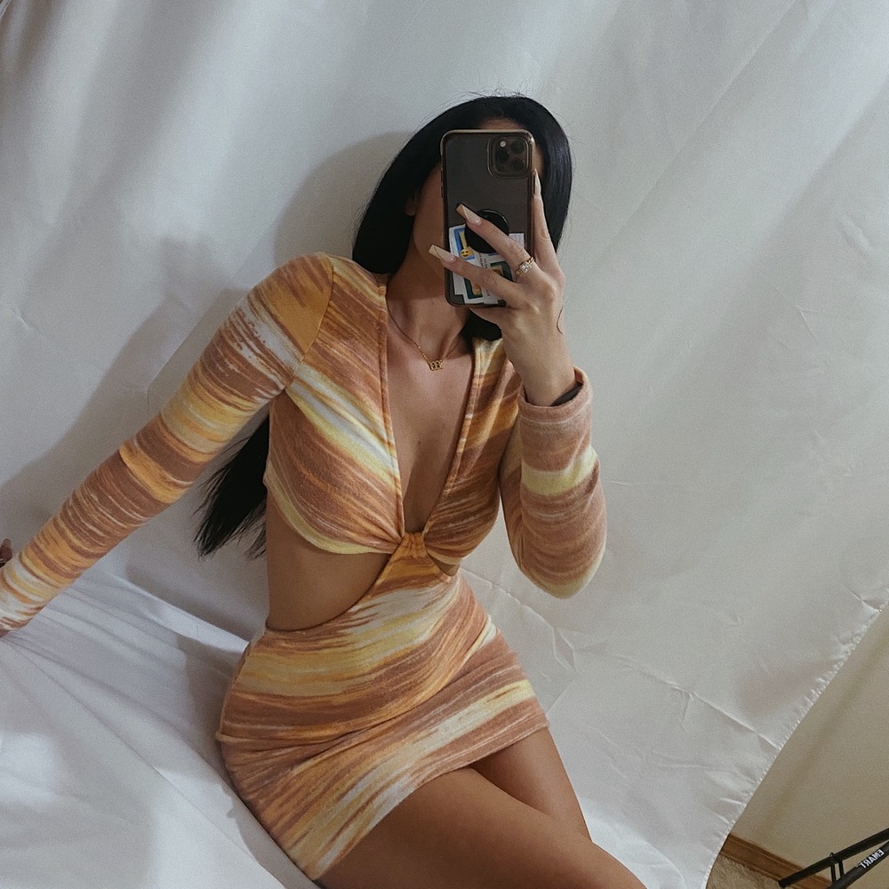 Sunset brushed knit cut out dress